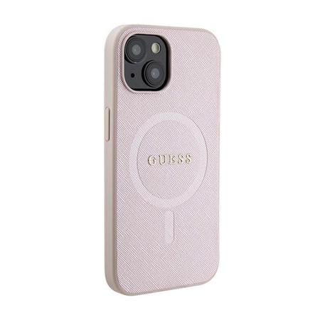 Guess Saffiano MagSafe - pouzdro pro iPhone 15 Plus (růžové)