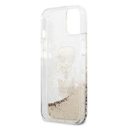 Karl Lagerfeld Liquid Glitter Karl & Choupette Head - étui pour iPhone 13 mini (or)