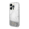 Guess Liquid Glitter Marble - Coque iPhone 14 Pro (Blanc)