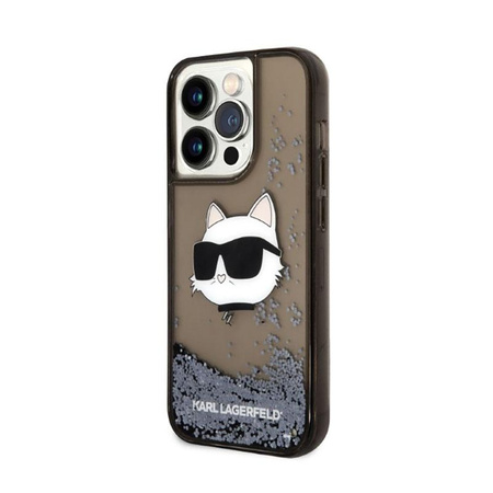 Karl Lagerfeld Liquid Glitter NFT Choupette Head - iPhone 14 Pro tok (fekete)