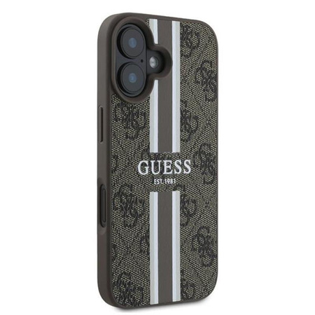 Guess 4G Gedruckte Streifen MagSafe - iPhone 16 Plus Tasche (braun)