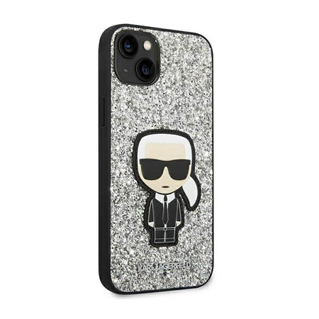 Karl Lagerfeld Glitter Flakes Ikonik - pouzdro pro iPhone 14 Plus (stříbrné)