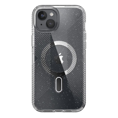 Speck Presidio Lux Grip ClickLock & Magsafe - iPhone 15 Plus tok (átlátszó / krómozott kivitel / derűs ezüst)