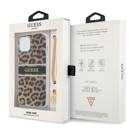 Guess Leopard Gold Chain - Etui iPhone 13