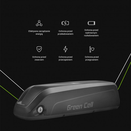 Green Cell - E-Bike akkumulátor töltővel 36V 10.4Ah 374Wh Li-Ion 36V 10.4Ah 374Wh Li-Ion 5.5x2.1mm