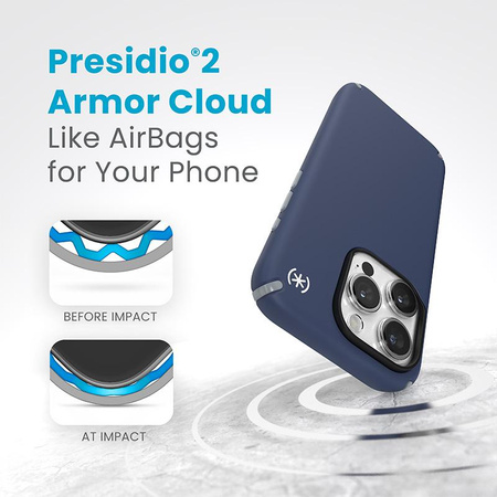 Speck Presidio2 Pro Magsafe - iPhone 15 Pro tok (tengerparti kék / porszürke / fehér)