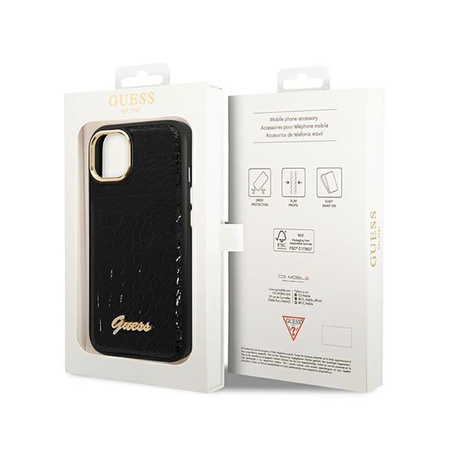 Guess Croco Collection – Etui iPhone 14 (czarny)