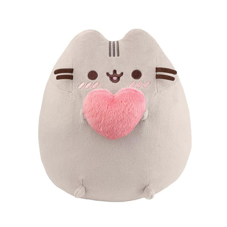 PUSHEEN KATZENMASKOTTE MIT HERZ IN DEN HÄNDEN, Plüschkatze mit Herz, 24cm