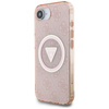 Guess IML Metal Glitter 4G Circle Triangle MagSafe - pouzdro pro iPhone 16e (růžové)