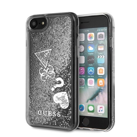 Guess Liquid Glitter Hearts - iPhone SE 2020 / 8 / 7 Tasche (silber)