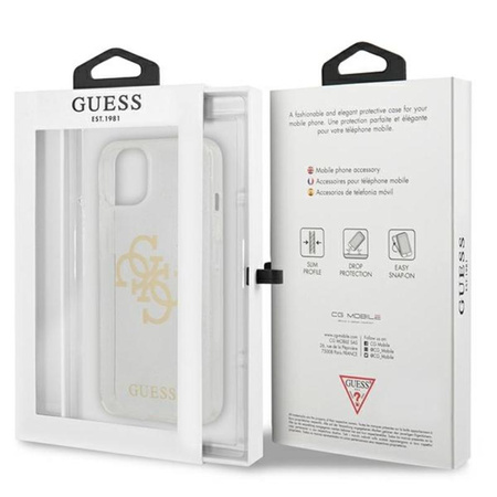 Guess Glitter 4G Big Logo - étui pour iPhone 13 mini (transparent)