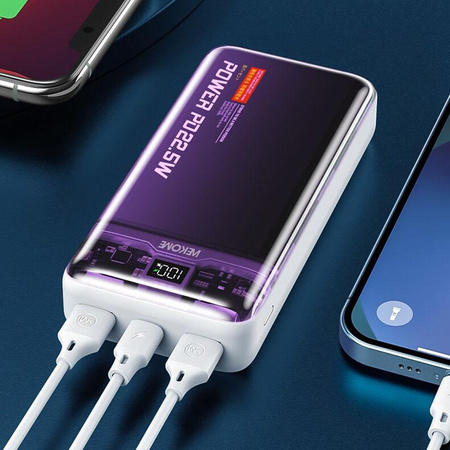 WEKOME WP-353 Vanguard Series - Power bank 10000 mAh PD 20W + QC 22.5W (Purple / Transparent)