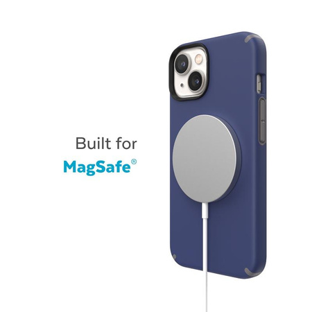 Speck CandyShell Pro + MagSafe - iPhone 14 Plus Tasche mit MICROBAN-Beschichtung (Preußisch Blau / Wolkig Grau)