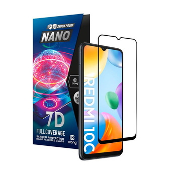 Crong 7D Nano Flexible Glass - 9H törésmentes hibrid üveg a Xiaomi Redmi 10C teljes képernyőjére