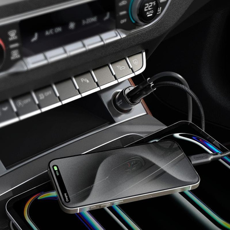 Spigen ArcStation Essential EV502 - Chargeur de voiture 2x USB-C PD + QC3.0 50W (Noir)