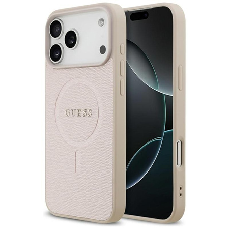 Guess Saffiano Classic Logo MagSafe - Case iPhone 17 Pro Max (pink)