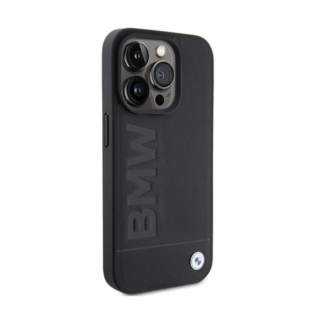 BMW Leather Hot Stamp MagSafe - Étui pour iPhone 15 Pro (Noir)