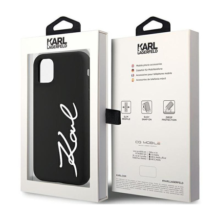 Karl Lagerfeld Silicone Signature - pouzdro pro iPhone 11 (černé)