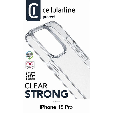 Cellularline Clear Strong - pouzdro pro iPhone 15 Pro s antimikrobiální ochranou (čiré)