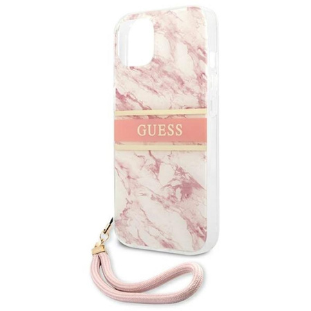 Guess Marble Strap - pouzdro pro iPhone 13 (růžové)