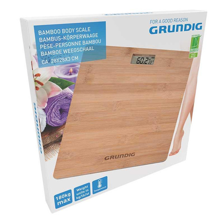 Grundig - Fürdőszobai mérleg természetes bambuszból 180 kg