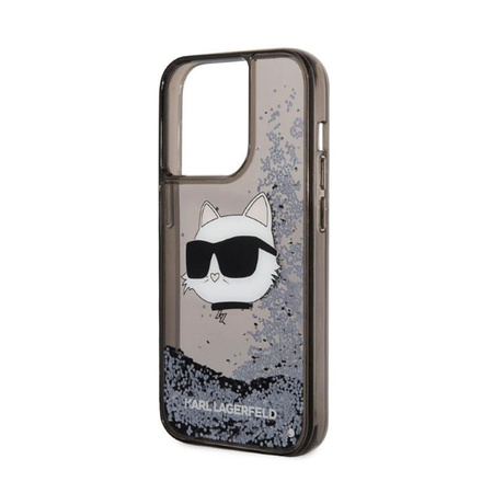 Karl Lagerfeld Liquid Glitter NFT Choupette Head - Hülle für iPhone 14 Pro (Schwarz)