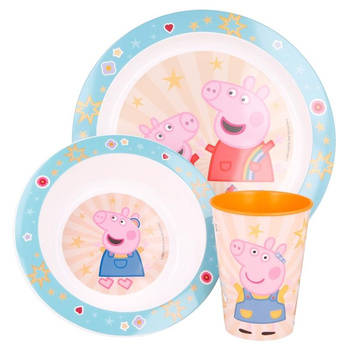 Peppa Pig - Zestaw naczyń do mikrofali (talerzyk + miska + kubek) Świnka Peppa