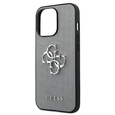 Guess Saffiano 4G Big Silver Logo - Coque iPhone 13 Pro (gris)