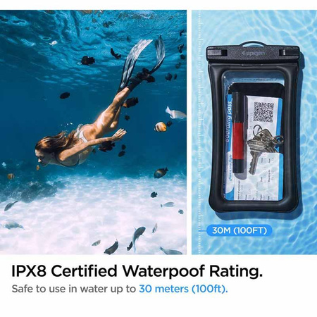 Spigen A610 Universal Waterproof Float Case - Étui pour smartphones jusqu'à 6,9" (Noir)