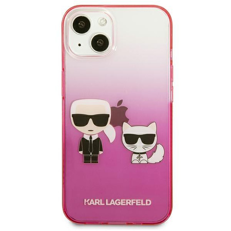 Karl Lagerfeld Gradient Ikonik Karl & Choupette- Hülle für iPhone 13 mini (Rosa)
