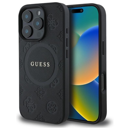Guess Saffiano Peony Classic Logo MagSafe - Case for iPhone 16 Pro (black)