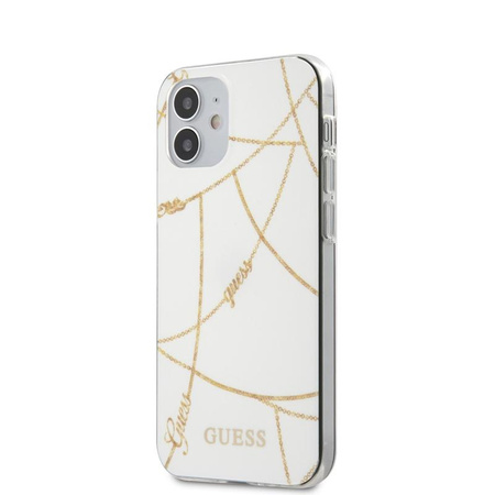 Guess Gold Chain - iPhone 12 Mini Tasche (weiß)