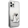Karl Lagerfeld Liquid Glitter Choupette Fun - iPhone 12 / iPhone 12 Pro tok (ezüst)