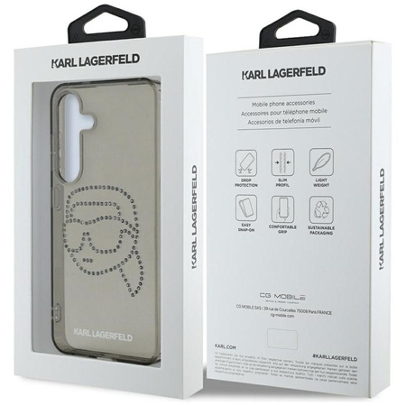 Karl Lagerfeld Rhinestones Karl Head Logo - Pouzdro pro Samsung Galaxy S25 (Černé)