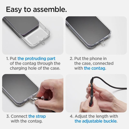 Spigen Universal Strap Set Crossbody & Wrist - Bandoulière + dragonne pour téléphone portable (Mute Blue)