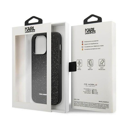 Karl Lagerfeld Glitter Plaque Logo - iPhone 14 Pro Case (black)