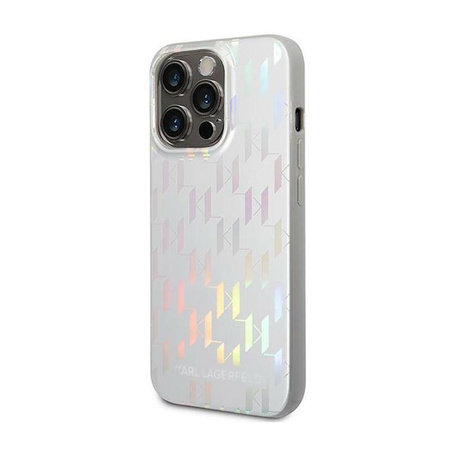 Karl Lagerfeld Monogram Iridescent - Cover for iPhone 14 Pro (silver)