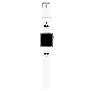 Karl Lagerfeld Silikonový řemínek Karl & Choupette Heads pro Apple Watch 42/44/45/49 mm (bílý)