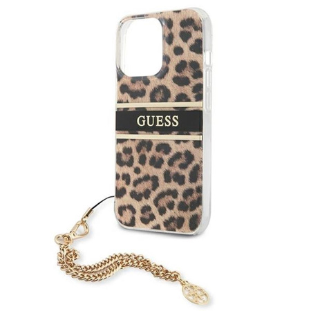 Guess Leopard Gold Chain - Étui pour iPhone 13 Pro