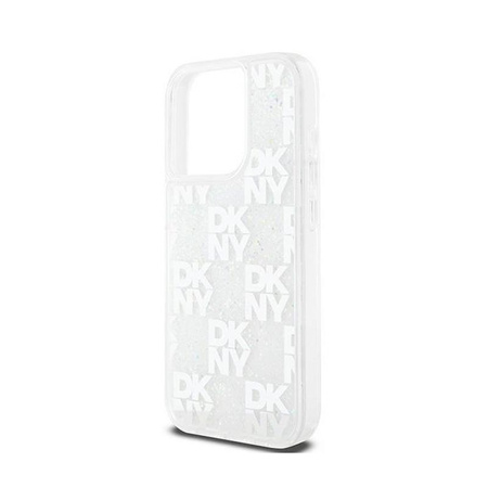 DKNY Liquid Glitter Multilogo - Coque iPhone 15 Pro (blanc)