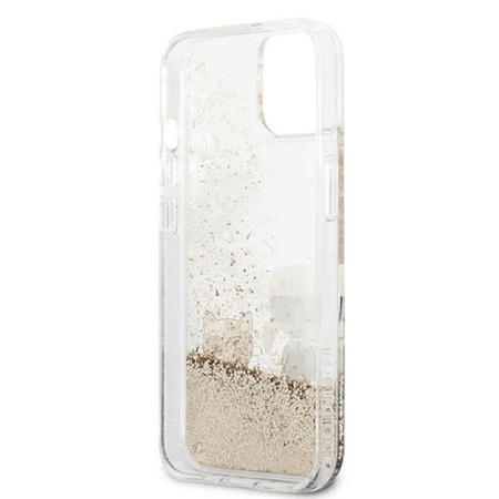 Karl Lagerfeld Liquid Glitter Karl & Choupette - iPhone 13 Mini Case (Gold)