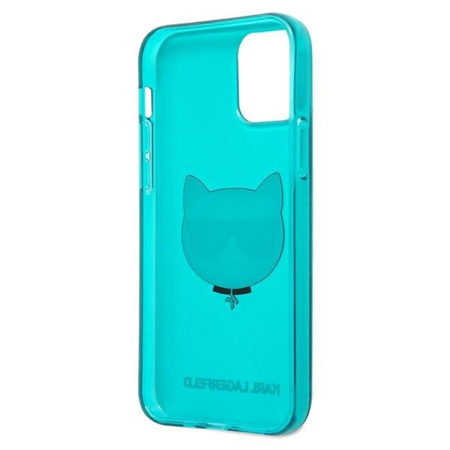 Karl Lagerfeld Choupette Head - iPhone 12 / iPhone 12 Pro Tasche (fluo blau)