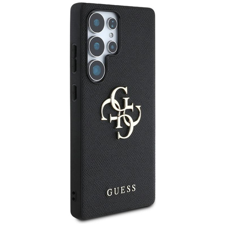 Guess Grained Big 4G Logo Small Classic Logo - Étui pour Samsung Galaxy S25 Ultra (noir)