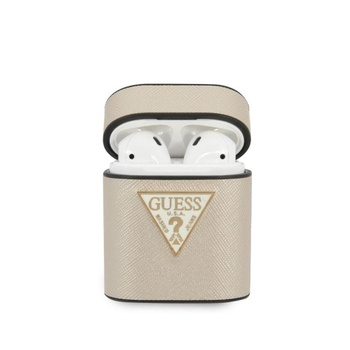 Guess Saffiano - Étui pour Airpods (beige)