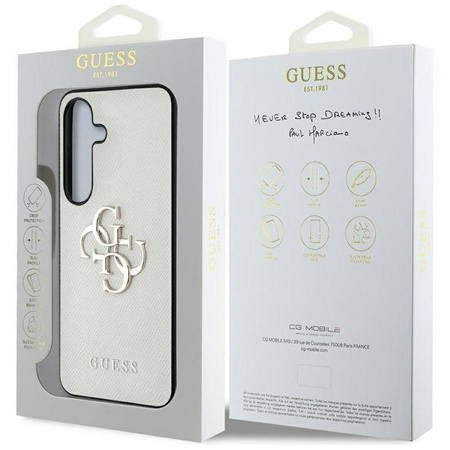 Guess Grained Big 4G Logo Small Classic Logo - Etui do Samsung Galaxy S25 (beżowy)