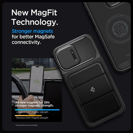 Spigen Optik Armor Mag MagSafe - Etui do iPhone 15 Pro (Czarny)