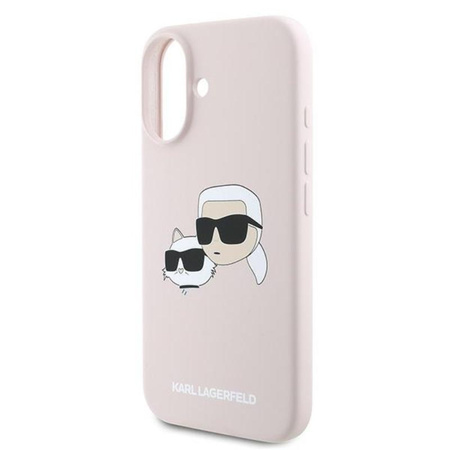 Karl Lagerfeld Silikon Doppelköpfe drucken MagSafe - iPhone 16 Plus Fall (rosa)