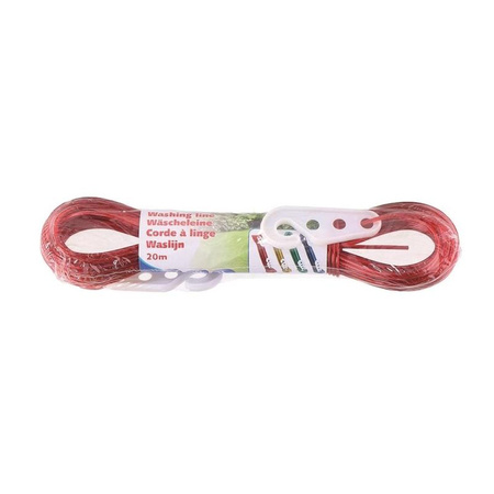 Lifetime - Laundry cord / rope 20m with hooks (Red)