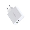 Crong kétportos utazási töltő - USB-A + USB-C Power Delivery 45W hálózati töltő (fehér)