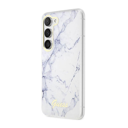 Guess Marble Collection - pouzdro pro Samsung Galaxy S23+ (bílé)